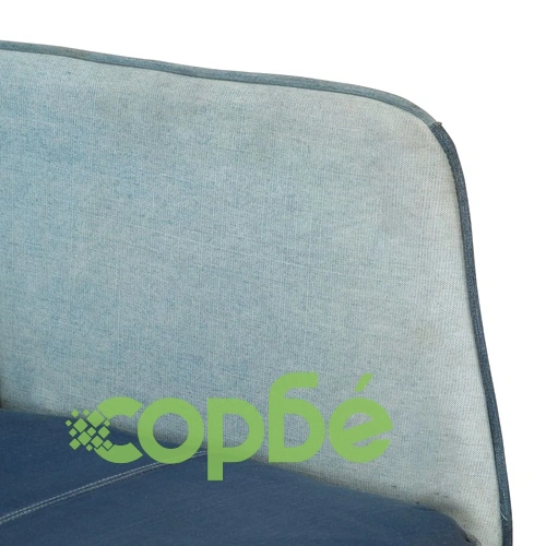 Люлеещ се стол с табуретка син деним пачуърк платно ➤ топ цена ➤ sorbe.bg