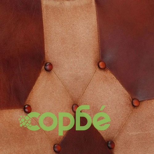 Люлеещ се стол с табуретка, кафяв, естествена кожа и платно ➤ топ цена ➤ sorbe.bg