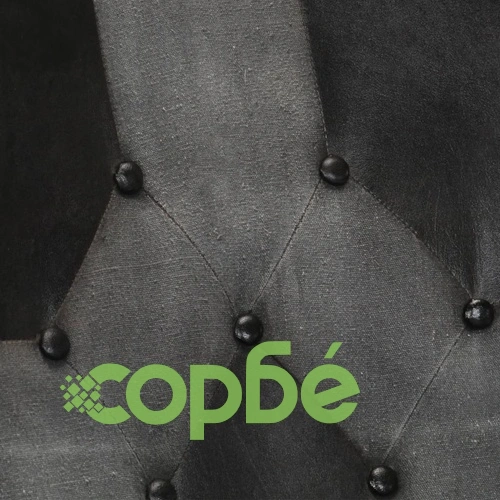 Люлеещ се стол с табуретка, черен, естествена кожа и платно ➤ топ цена ➤ sorbe.bg