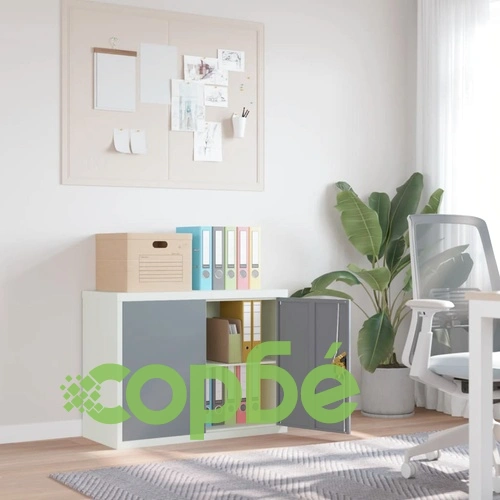 Шкаф за папки светлосиво и тъмносиво 90x40x70 см стомана ➤ топ цена ➤ sorbe.bg