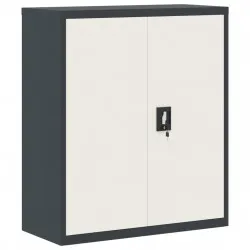 Шкаф за папки антрацит и бяло 90x40x105 см стомана