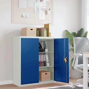 Шкаф за папки, светлосиво и синьо, 90x40x105 см, стомана