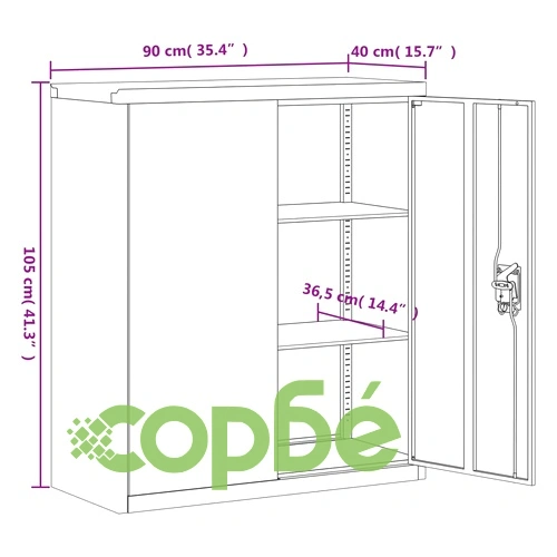 Шкаф за папки светлосиво и тъмносиво 90x40x105 см стомана ➤ топ цена ➤ sorbe.bg