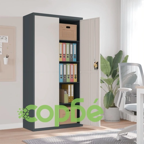 Шкаф за папки антрацит и бяло 90x40x180 см стомана ➤ топ цена ➤ sorbe.bg