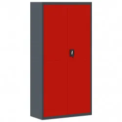Шкаф за папки антрацит и червено 90x40x180 см стомана