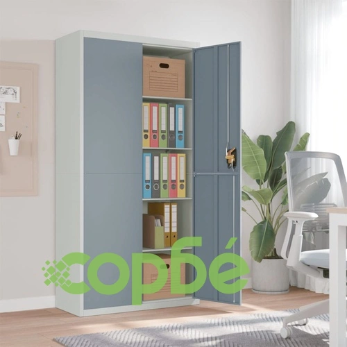 Шкаф за папки светлосиво и тъмносиво 90x40x180 см стомана ➤ топ цена ➤ sorbe.bg