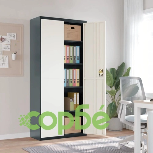 Шкаф за папки антрацит и бяло 90x40x200 см стомана ➤ топ цена ➤ sorbe.bg