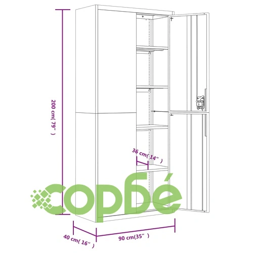 Шкаф за папки антрацит и червено 90x40x200 см стомана ➤ топ цена ➤ sorbe.bg