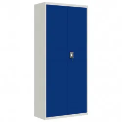 Шкаф за папки светлосиво и синьо 90x40x240 см стомана