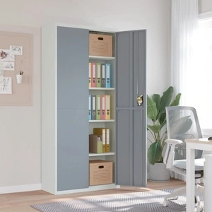 Шкаф за папки светлосиво и тъмносиво 90x40x200 см стомана