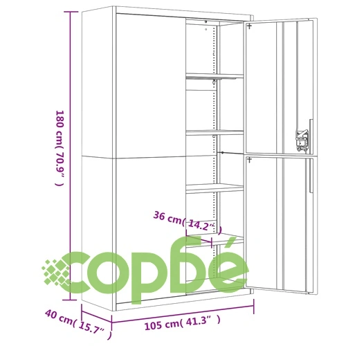 Шкаф за папки черен 105x40x180 см стомана ➤ топ цена ➤ sorbe.bg