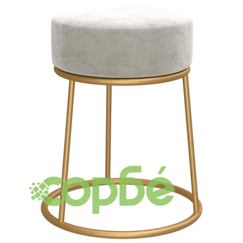 Кръгъл хокер, светлосив, кадифе ➤ топ цена ➤ sorbe.bg