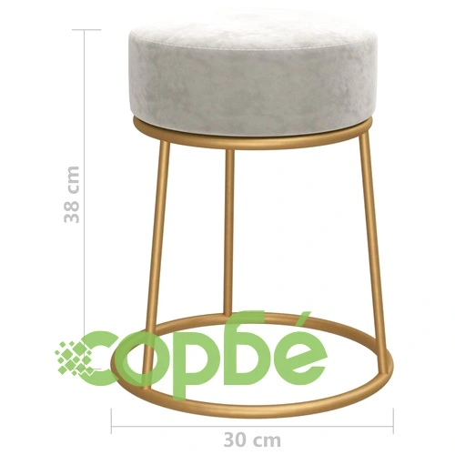 Кръгъл хокер, светлосив, кадифе ➤ топ цена ➤ sorbe.bg