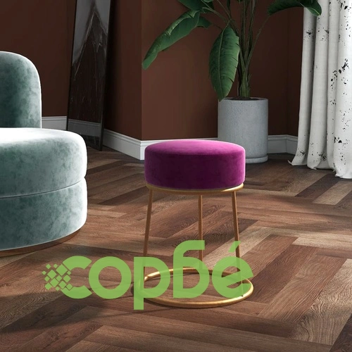 Кръгъл хокер, лилав, кадифе ➤ топ цена ➤ sorbe.bg