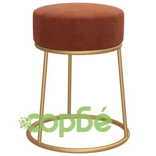 Кръгъл хокер, кафяв, кадифе ➤ топ цена ➤ sorbe.bg