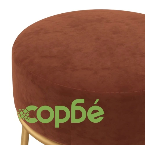 Кръгъл хокер, кафяв, кадифе ➤ топ цена ➤ sorbe.bg