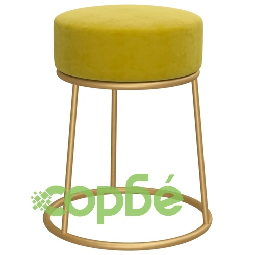 Кръгъл хокер, горчица зелено, кадифе ➤ топ цена ➤ sorbe.bg