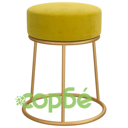 Кръгъл хокер, горчица зелено, кадифе ➤ топ цена ➤ sorbe.bg