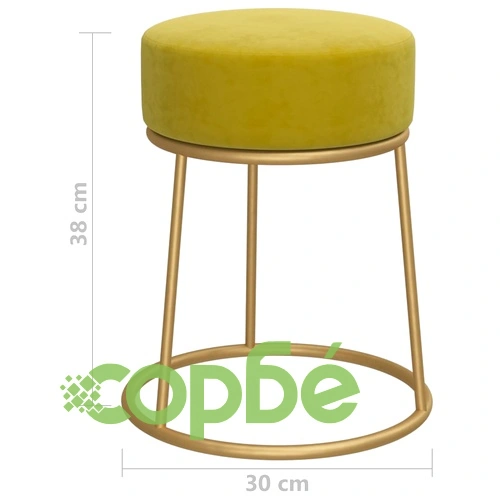 Кръгъл хокер, горчица зелено, кадифе ➤ топ цена ➤ sorbe.bg