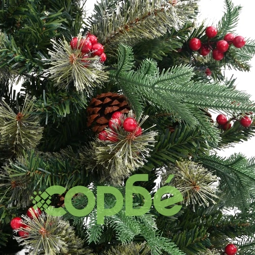 Коледна елха с шишарки, зелена, 225 см, PVC и PE ➤ топ цена ➤ sorbe.bg