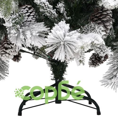 Коледна елха с флокиран сняг и шишарки, 195 см, PVC и PE ➤ топ цена ➤ sorbe.bg