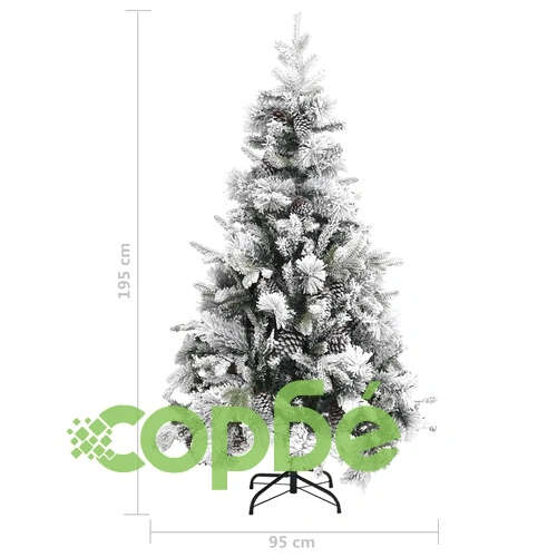Коледна елха с флокиран сняг и шишарки, 195 см, PVC и PE ➤ топ цена ➤ sorbe.bg