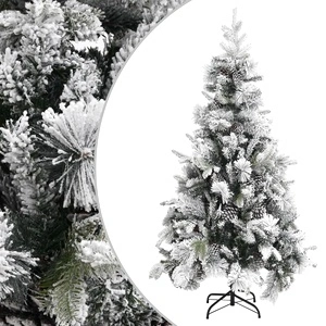 Коледна елха с флокиран сняг и шишарки, 225 см, PVC и PE