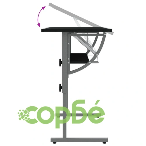 Бюро черно и сиво 110x53x(58-87) см инженерно дърво и стомана ➤ топ цена ➤ sorbe.bg