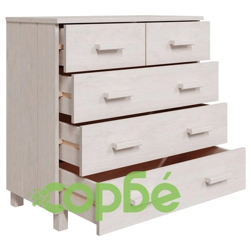 Сайдборд HAMAR бял 79x40x80 см борово дърво масив ➤ топ цена ➤ sorbe.bg