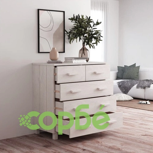 Сайдборд HAMAR бял 79x40x80 см борово дърво масив ➤ топ цена ➤ sorbe.bg