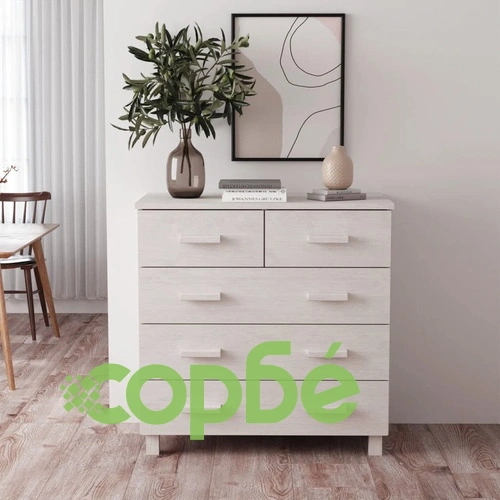 Сайдборд HAMAR бял 79x40x80 см борово дърво масив ➤ топ цена ➤ sorbe.bg