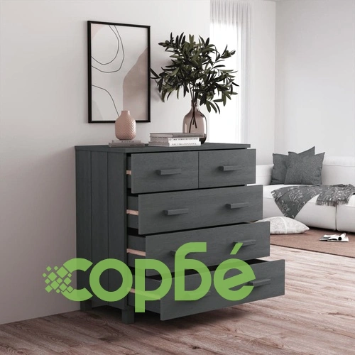 Сайдборд HAMAR тъмносив 79x40x80 см борово дърво масив ➤ топ цена ➤ sorbe.bg