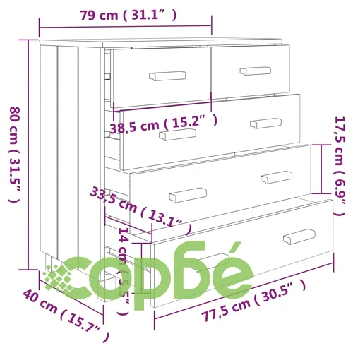 Сайдборд HAMAR светлосив 79x40x80 см борово дърво масив ➤ топ цена ➤ sorbe.bg