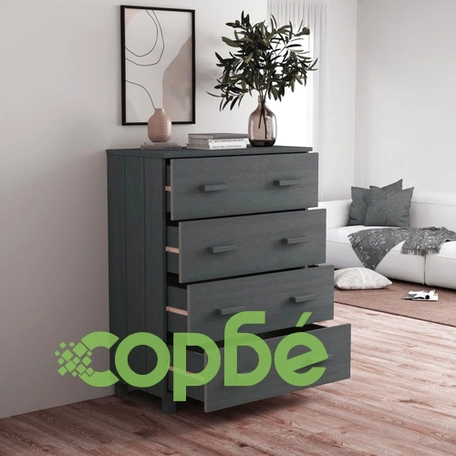 Сайдборд HAMAR тъмносив 79x40x103,5 см борово дърво масив ➤ топ цена ➤ sorbe.bg