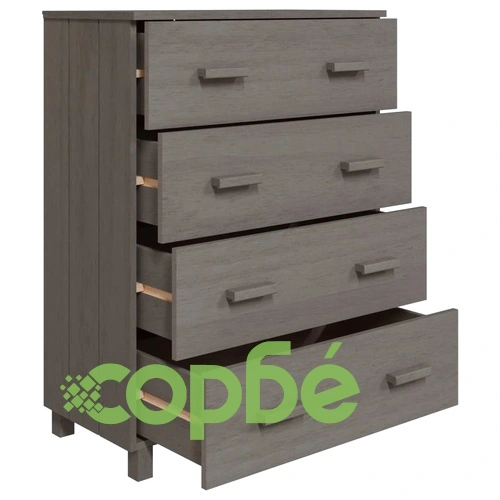 Сайдборд HAMAR светлосив 79x40x103,5 см борово дърво масив ➤ топ цена ➤ sorbe.bg