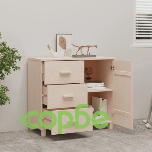 Сайдборд HAMAR, меденокафяво, 90x40x80 см, борово дърво масив ➤ топ цена ➤ sorbe.bg