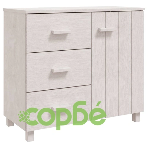 Сайдборд HAMAR бял 90x40x80 см борово дърво масив ➤ топ цена ➤ sorbe.bg