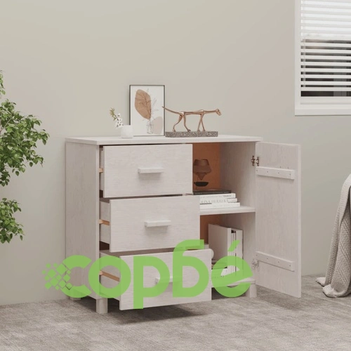 Сайдборд HAMAR бял 90x40x80 см борово дърво масив ➤ топ цена ➤ sorbe.bg