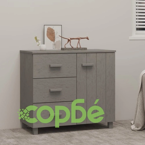 Сайдборд HAMAR светлосив 90x40x80 см борово дърво масив ➤ топ цена ➤ sorbe.bg