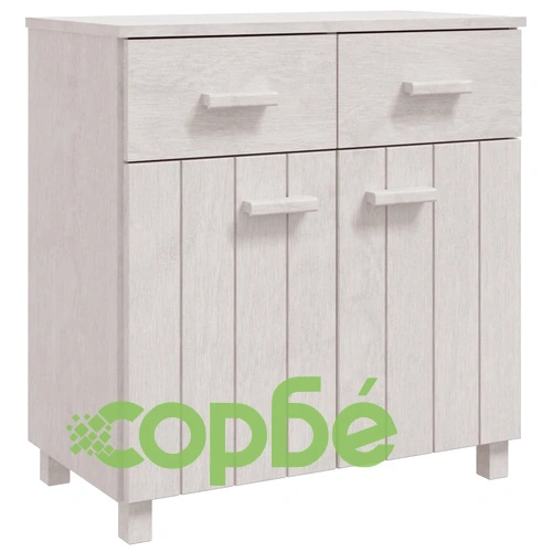 Сайдборд HAMAR бял 79x40x80 см борово дърво масив ➤ топ цена ➤ sorbe.bg