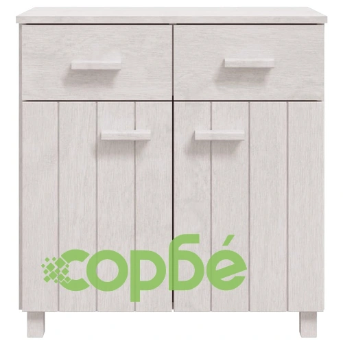 Сайдборд HAMAR бял 79x40x80 см борово дърво масив ➤ топ цена ➤ sorbe.bg