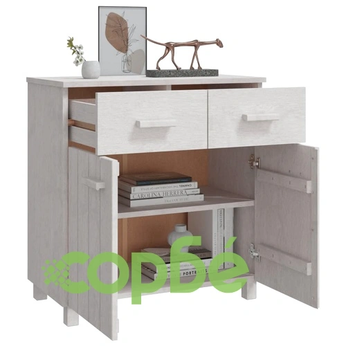 Сайдборд HAMAR бял 79x40x80 см борово дърво масив ➤ топ цена ➤ sorbe.bg