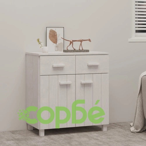 Сайдборд HAMAR бял 79x40x80 см борово дърво масив ➤ топ цена ➤ sorbe.bg