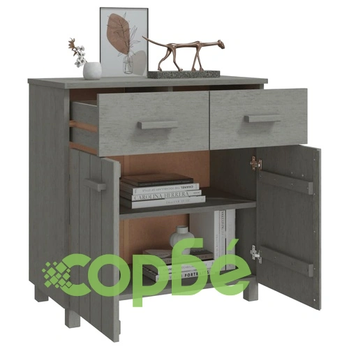 Сайдборд HAMAR светлосив 79x40x80 см борово дърво масив ➤ топ цена ➤ sorbe.bg