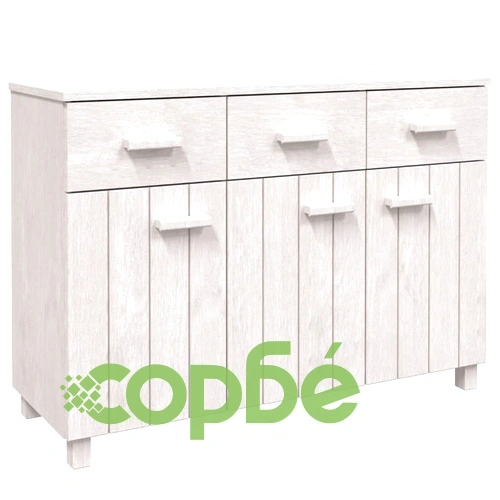 Сайдборд HAMAR, бял, 113x40x80 см, борово дърво масив ➤ топ цена ➤ sorbe.bg