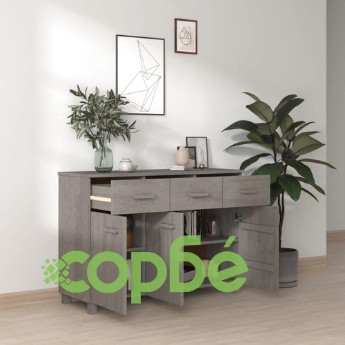 Сайдборд HAMAR, светлосив, 113x40x80 см, борово дърво масив ➤ топ цена ➤ sorbe.bg
