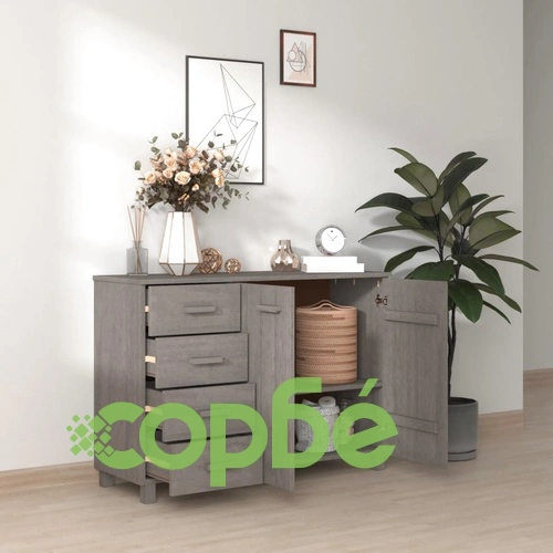 Сайдборд HAMAR, светлосив, 113x40x80 см, борово дърво масив ➤ топ цена ➤ sorbe.bg