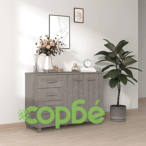 Сайдборд HAMAR, светлосив, 113x40x80 см, борово дърво масив ➤ топ цена ➤ sorbe.bg