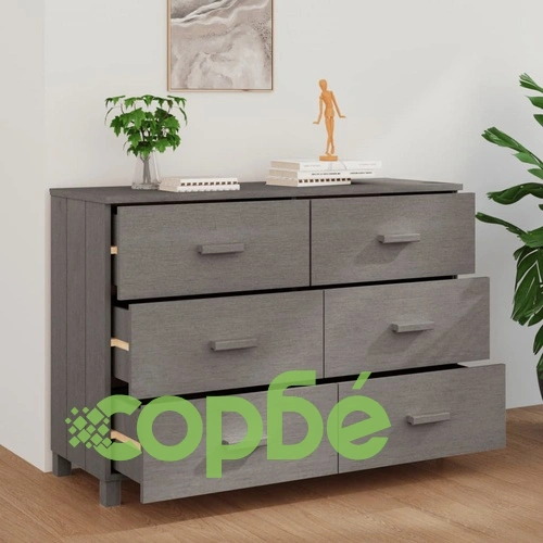 Сайдборд HAMAR, светлосив, 113x40x80 см, борово дърво масив ➤ топ цена ➤ sorbe.bg
