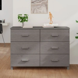 Сайдборд HAMAR, светлосив, 113x40x80 см, борово дърво масив